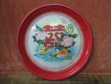 Стакан a2509古玩杂项/民俗搪器，七八十年代的鸳鸯搪瓷圆托盘