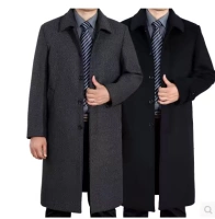 Trung niên và lớn tuổi đầu gối dài áo giản dị nam dài áo len siêu áo dài kích thước lớn áo gió mùa đông áo khoác cặp