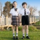 quần áo trẻ con Đồng phục mẫu giáo đồng phục học sinh mùa hè học sinh tiểu học đồng phục lớp áo sơ mi ngắn tay màu xanh váy ngắn trẻ em phong cách Anh quốc đồng phục học sinh mùa hè