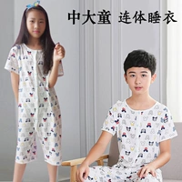 Trẻ em lớn của một mảnh đồ ngủ cotton nam trẻ em mỏng ngắn tay chống bụng mùa hè mát mẻ bé mùa hè điều dưỡng bụng onesies thoi trang be yeu