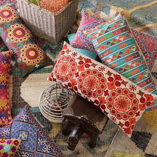Import ethnic pillow for bed, India, with embroidery, ethnic style