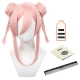 HOLOUNCOSER ngàn cắt da báo ngựa bóng đầu tóc giả cosplay phong cách Trung Quốc đôi đầu bóng tóc giả có 9 màu