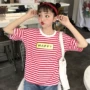 Mùa hè mới chic sọc ngắn tay t-shirt nữ sinh viên lỏng Hàn Quốc phiên bản của các trường đại học gió hoang dã thư t-shirt top áo phông ngắn tay