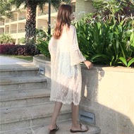 Mùa hè mới Hàn Quốc phiên bản của phần dài ren cardigan của phụ nữ quần áo chống nắng bãi biển khăn choàng coat voan sợi điều hòa không khí áo triều các kiểu áo sơ mi họa nữ đẹp