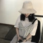 Mùa xuân và mùa hè Hàn Quốc phiên bản mới của sang trọng màu rắn vòng cổ hoang dã T + sọc khí V-cổ màu phù hợp với vest dây đeo hai mảnh thời trang công sở nữ 2020