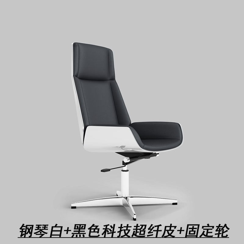 Piano white black microfiber leather (fixed wheel)