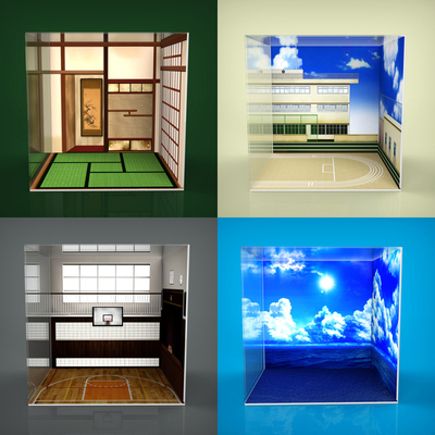 taobao agent 【Move】Scenery clay Starry Sky Ocean Beach Classroom Scene scene Acklie display box