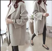 Mùa thu đông 2018 phiên bản mới của Hàn Quốc về chiếc áo khoác rộng trong phần dài của trang phục mùa đông của phụ nữ, kiểu áo len mỏng - Áo Hàn Quốc