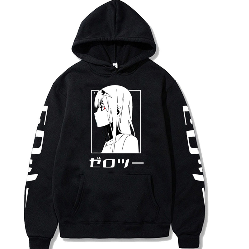 A-blackCross border Cartoon Japan comic ZeroTwoDarlingInTheFranxx Fleece Hooded Sweater male