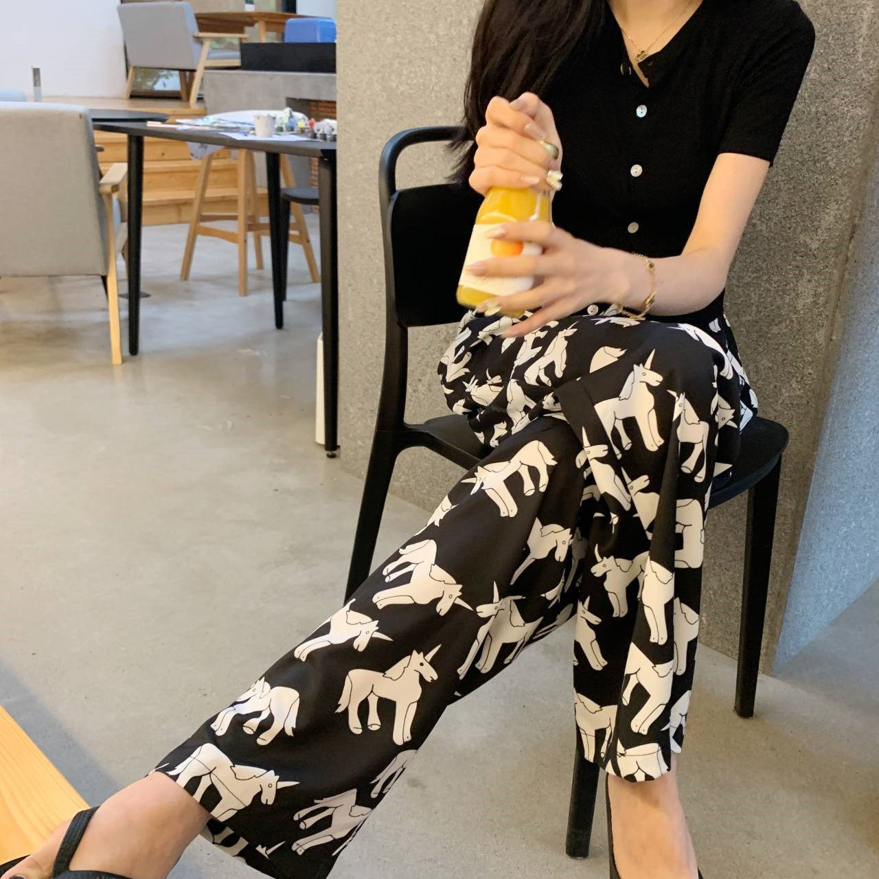 Wide-leg women's high-waisted, sagging summer thin 2022 Korean style new loose straight-leg casual floor-length chiffon pants