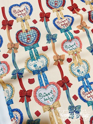 taobao agent Fox Cat fabric original love silk ribbon sweet bow printed lolita handmade handmade DIY skirt fabric