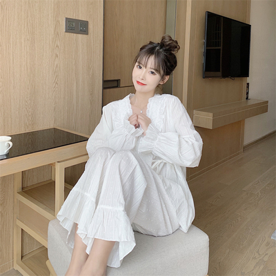 taobao agent White autumn lace pijama, long sleeve