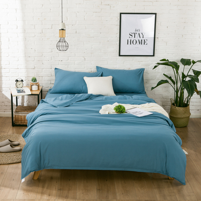 网红床单纯色被套床上罩三件套四件套全棉纯棉ins风新疆磨毛水洗