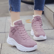 Giày cotton cao cấp cho nữ mùa đông 2018 Phiên bản Hàn Quốc của giày thể thao màu đỏ hoang dã giản dị để giữ ấm Gaobang cộng với giày nhung dày
