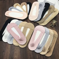 Ren vớ thuyền nữ nông miệng cotton vớ vô hình băng lụa silicone chống trượt vớ vớ dài