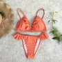 017 AliExpress mới bùng nổ ba điểm ruffle BIKINI kẹo màu cam đỏ bikini bikini gợi cảm - Bikinis áo choàng tắm biển