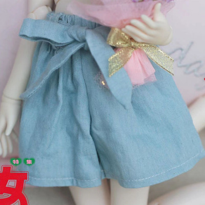 taobao agent Doll, denim universal clothing, blue mini-skirt, shorts, scale 1:4, scale 1:3
