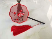 Handmade thêu thêu diy người mới bắt đầu kit palm fan gói nguyên liệu gói vật liệu 15 CM fan nhóm fan red plum