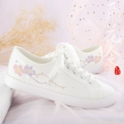 Giày trắng nhỏ với Hanfu 2018 hè Trung Quốc cổ điển phong cách vẽ tay DIY giày vải nữ sinh viên văn học nhẹ nhàng mềm mại