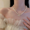 Five white beads five petal necklaces