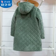 An Chi với đồ ngủ mùa đông của phụ nữ trùm đầu ấm dày bông dài beibei có thể được mặc bên ngoài dịch vụ nhà mùa đông phù hợp với