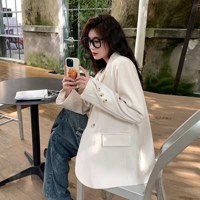 taobao agent White autumn classic suit jacket, top, plus size, long sleeve, 2023 collection, city style