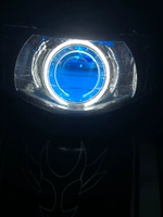Qiaoge Fuxiguo ba xe gắn máy đèn pha lắp ráp sửa đổi Q5 ống kính 3 inch ống kính thiên thần mắt ma quỷ mắt đèn xenon đèn pha xe máy wave