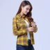 Áo sơ mi kẻ sọc xuân hè 2019 nữ dài tay cotton vải cotton hoang dã size lớn áo khoác nữ sinh viên phiên bản Hàn Quốc - Áo sơ mi dài tay Áo sơ mi dài tay