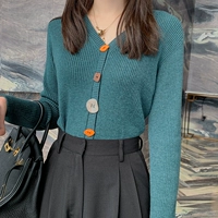 Тонкая приталенная трикотажная мини-юбка, базовый свитер, шерстяной кардиган, 2019, V-образный вырез