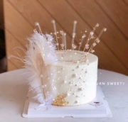 Trang trí bánh ngày Valentine Starry Crown Trang trí bánh trang trí Pearl Feather Sinh nhật trang trí bánh sinh nhật - Trang trí nội thất