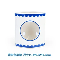 Синяя и белая керамическая соломенная рама