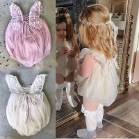 Брендовое летнее детское боди для принцессы с бантиком