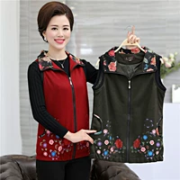 Áo khoác nữ trung niên mùa xuân và mùa thu áo vest mỏng clip phụ nữ cỡ lớn không tay vest ngắn vest nữ những kiểu áo đẹp dành cho tuổi trung niên