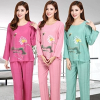 Mùa xuân và mùa hè mùa hè mẹ đồ ngủ cotton dài tay cotton và linen phù hợp với trung và cũ tuổi cotton lụa XL phần mỏng dịch vụ nhà thời trang mặc nhà