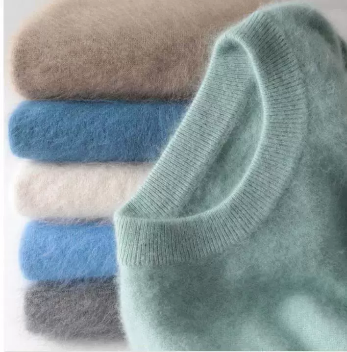 Áo len cashmere nam cổ tròn chồn nhung cơ sở áo len mùa thu và mùa đông cỡ lớn áo len dày nam dày len - Áo len