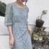 Mint hội thảo vuông cổ áo trên đầu gối cao eo thẳng nhỏ hương thơm dress 2018 mùa hè mới sản phẩm ladies hollow một từ váy chữ a công sở A-Line Váy