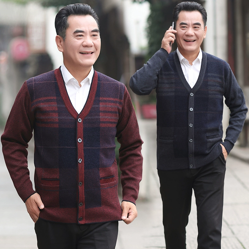 Mùa thu và mùa đông quần áo dài tay thương hiệu nam dệt kim Shan trung niên nam áo len nan áo len - Áo len
