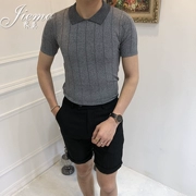 Jie Mo nam mùa hè nửa tay áo stereo jacquard đan ve áo T-Shirt nam thanh niên xu hướng giản dị polo áo sơ mi