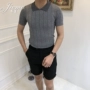 Jie Mo nam mùa hè nửa tay áo stereo jacquard đan ve áo T-Shirt nam thanh niên xu hướng giản dị polo áo sơ mi áo len cổ tim nam