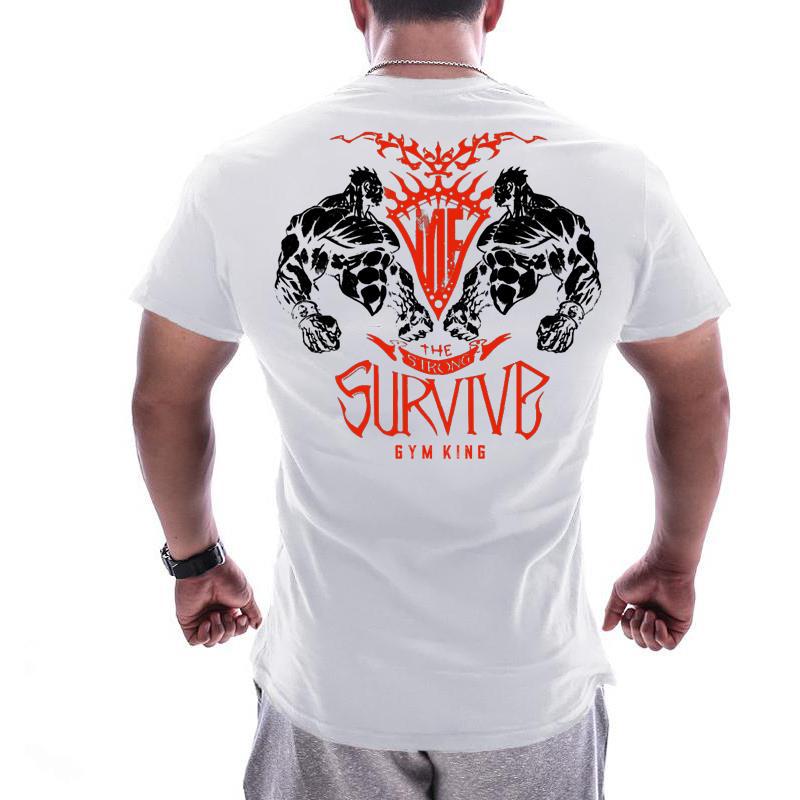 White Twinssummer new pattern muscle brother Short sleeve male easy Big size pure cotton elastic force motion T-shirt run train Fitness clothes
