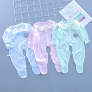 Nữ túi bé chân jumpsuit mùa hè mỏng phần ren Nữ bé dài tay thoáng khí điều hòa phù hợp với chân cotton mùa hè - Áo liền quần