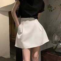 Летняя приталенная сексуальная юбка, расширенная белая мини-юбка, высокая талия, А-силуэт, изысканный стиль, юбка-пачка