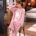 áo ngủ dài tay nữ mùa thu và phần dài mùa đông flannel Pyjama nữ mùa xuân và mùa thu áo khoác ngoài của Hàn Quốc phiên bản của tracksuit nhung san hô chân váy xếp ly ngắn váy đầm