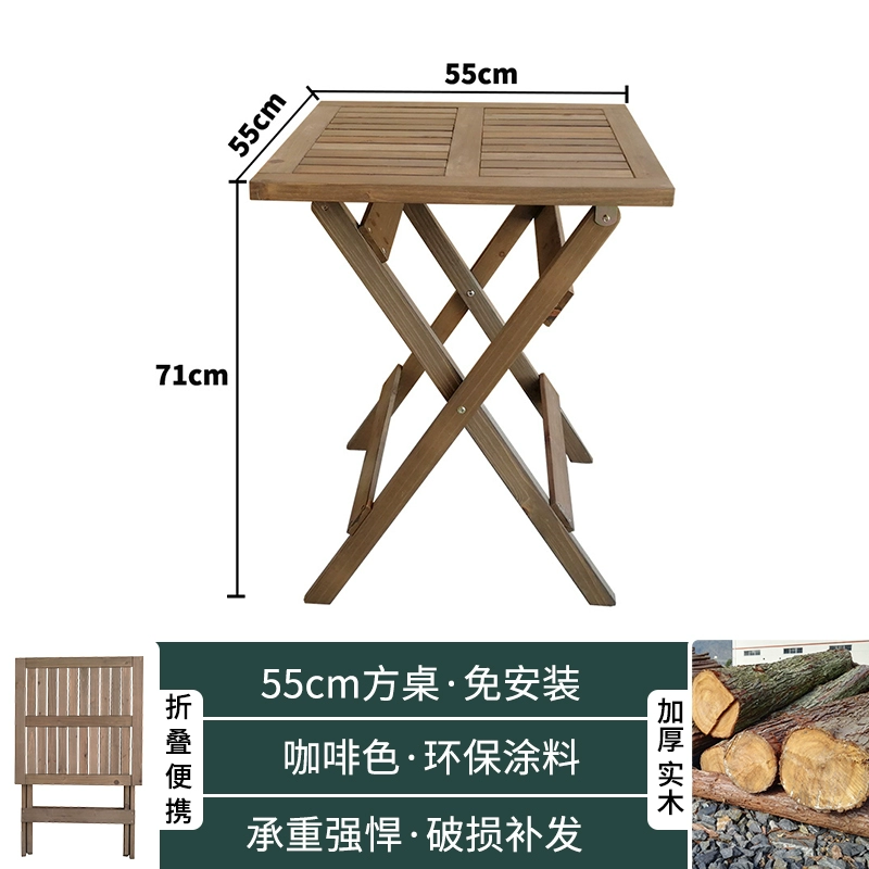 Miễn phí vận chuyển bàn ăn gấp gỗ nguyên khối không cần lắp đặt bàn ghế kết hợp ban công di động bàn tròn bằng gỗ bàn học bàn hoa 