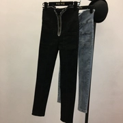 Thời trang quần lửng cạp cao dây buộc chân nữ 2018 hè mới Hàn Quốc phiên bản túi tự phối hip jeans hoang dã