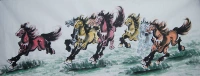 Чистая рука с малой шестью шестью -футами восьми -джун карта оригинальные китайские рисовые лошади для успешной каллиграфии и рисовать в реальной гостиной офисные украшения лошадей 3