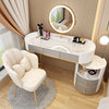 ZF round gray drawer 120cm table-hollow cabinet +mirror +white gold petal chair