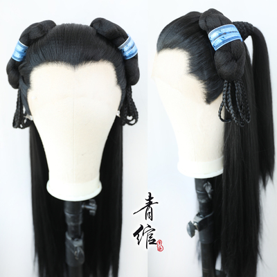 taobao agent The lace beauty in the front of the green cricket hooks the ancient preparation of Hanfu wigs, the red child, the red child, the blue Caiti and the Han Zhongli