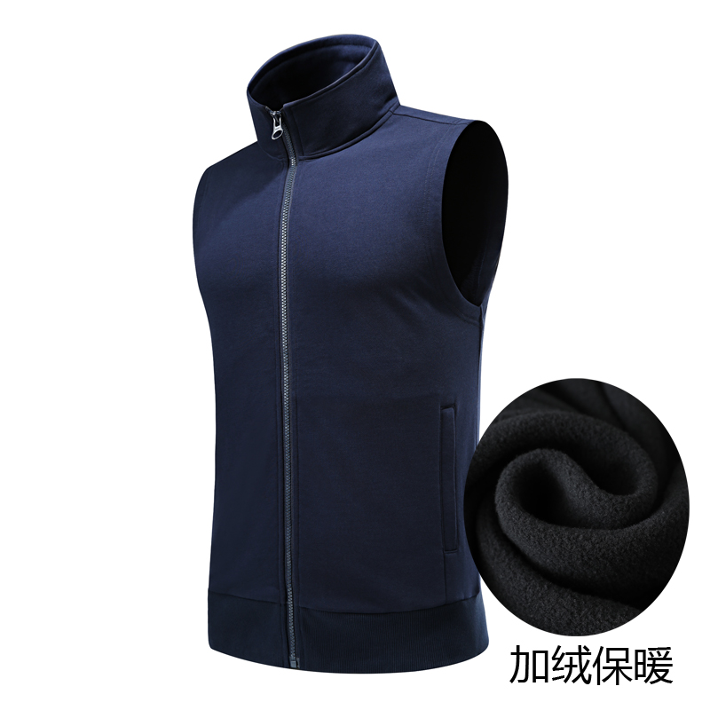 Plush Vest & Dark BlueVest male Spring and Autumn Thin pure cotton motion leisure time Big size Sleeveless Sweater waistcoat male Vest vest loose coat tide