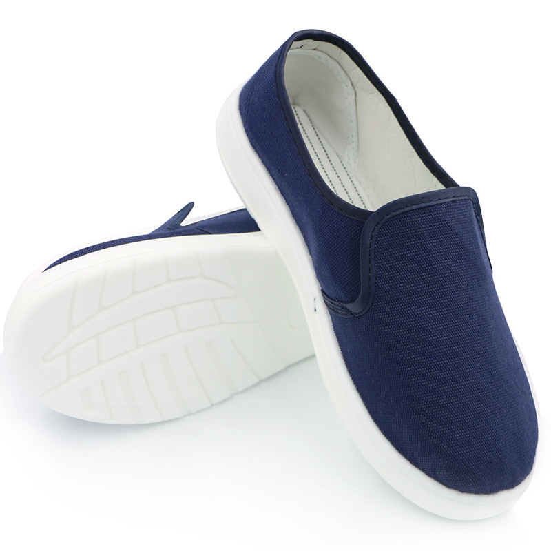 giày chống tĩnh điện thở PU mềm đáy dày màu xanh M WTA giày mũ khăn sạch nhà xưởng nhà máy giày 